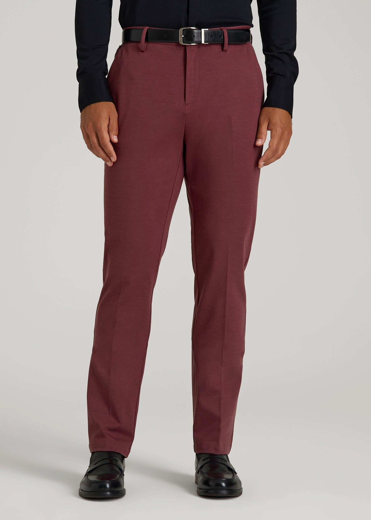 American Tall Men Flex Tech Suit Pants for Tall Men in Tawny Port Nailhead