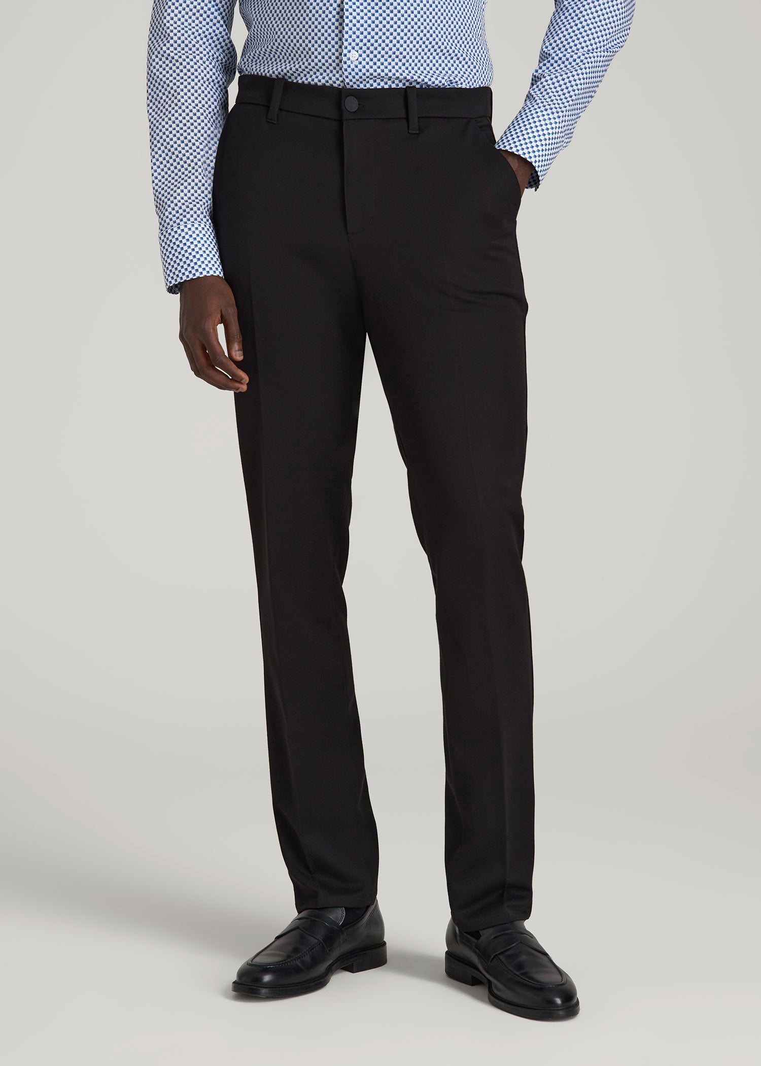 American Tall Men TAPERED-FIT Stretch Dress Pants for Tall Men in Black