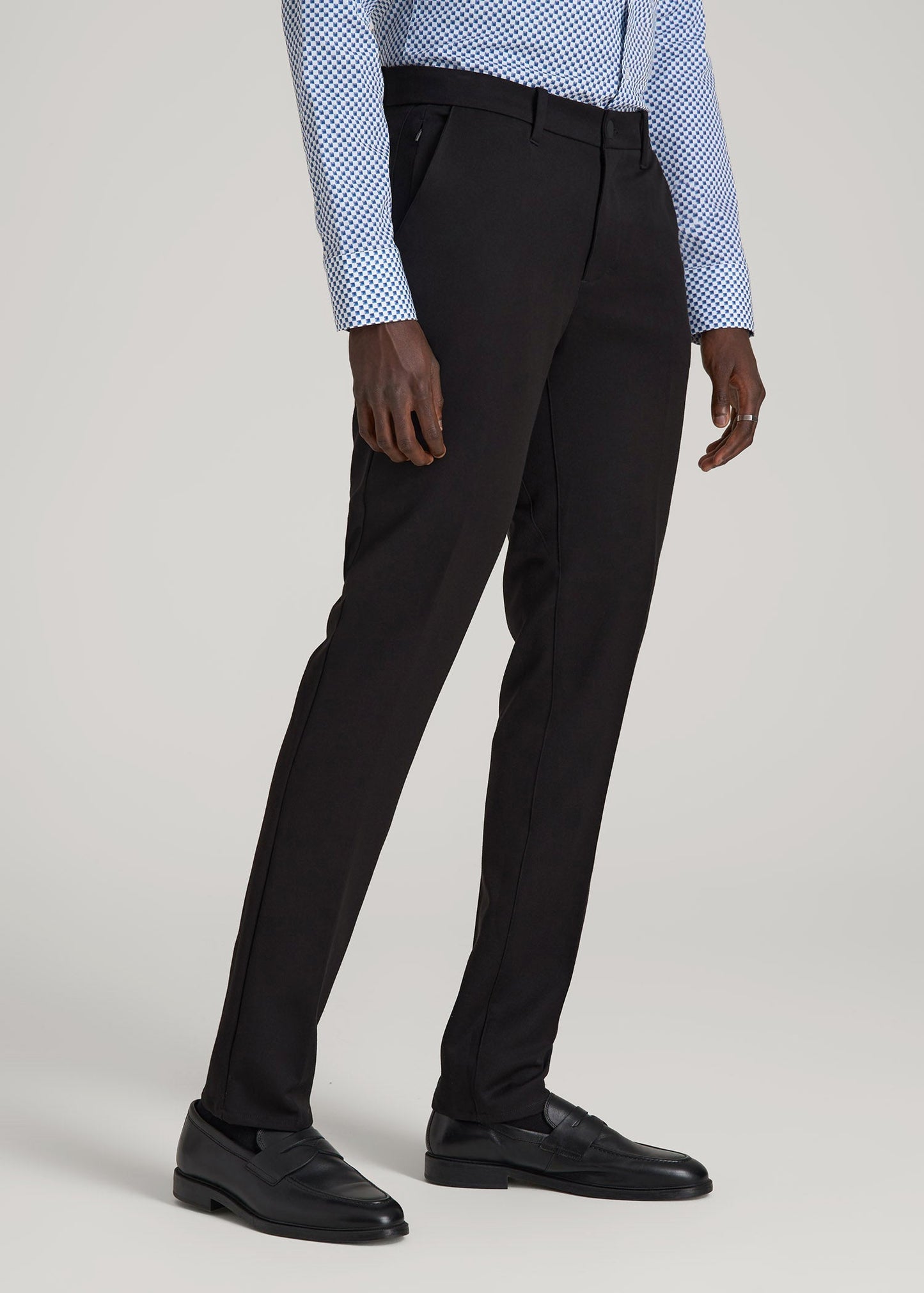 American Tall Men TAPERED-FIT Stretch Dress Pants for Tall Men in Black