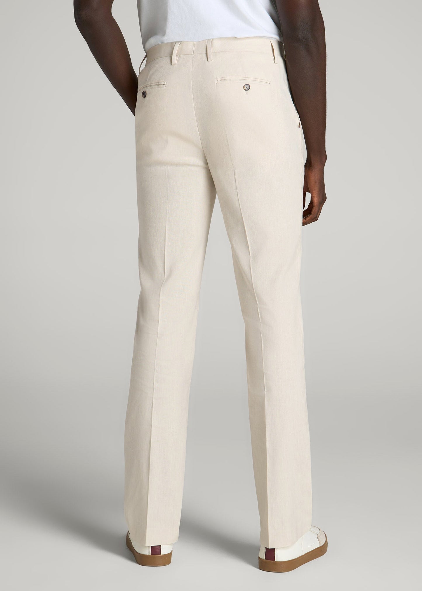 American Tall Men Stretch Linen Dress Pants for Tall Men in Light Beige Linen