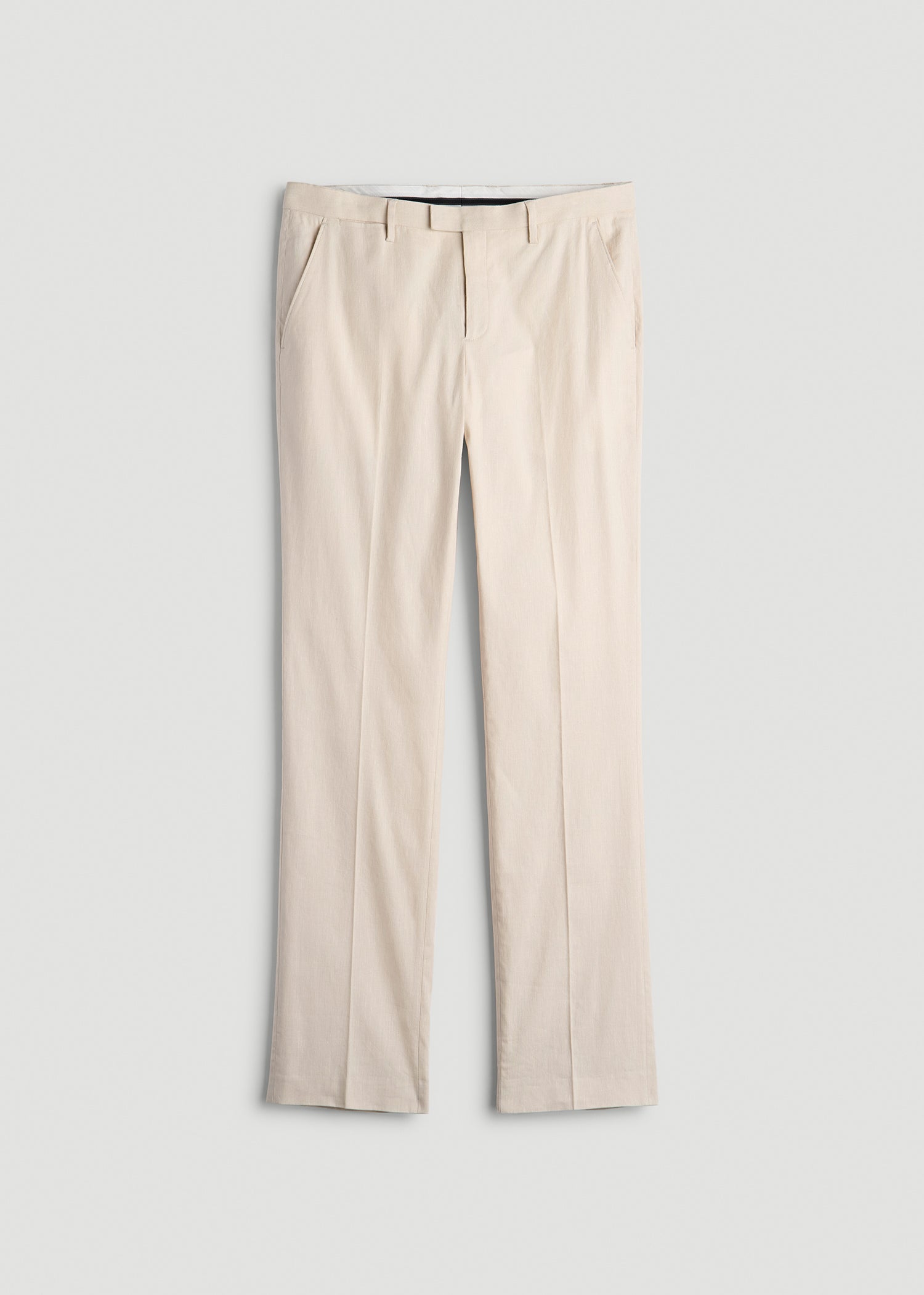 American Tall Men Stretch Linen Dress Pants for Tall Men in Light Beige Linen
