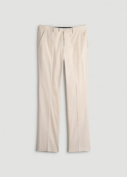 American Tall Men Stretch Linen Dress Pants for Tall Men in Light Beige Linen