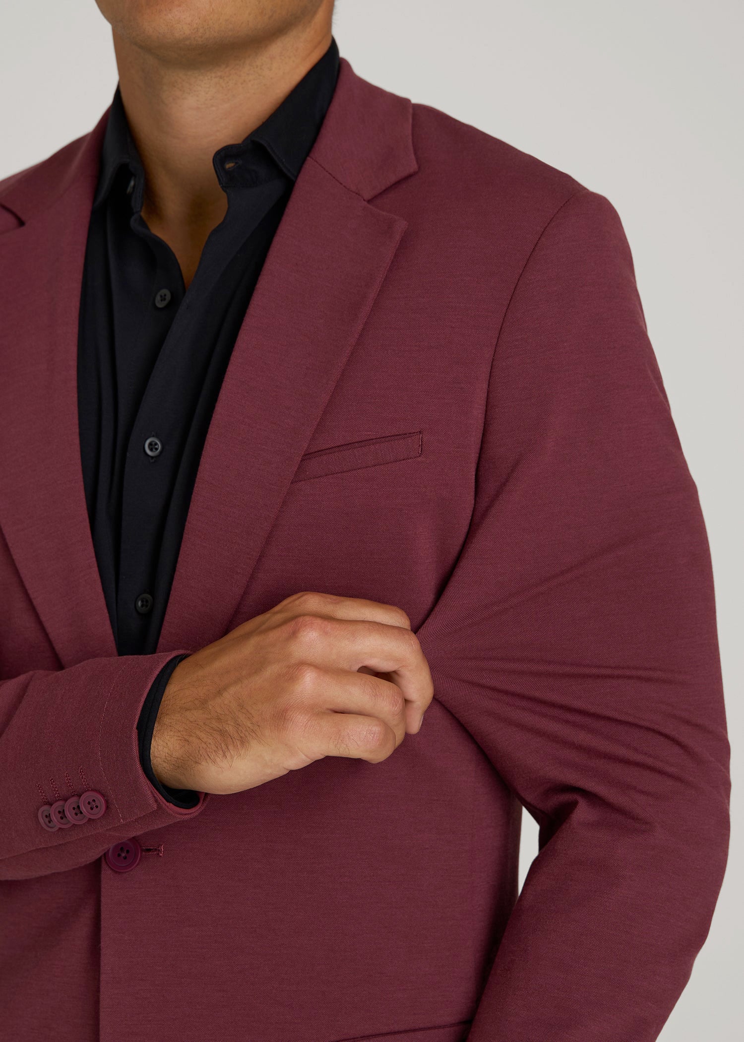 American Tall Men Flex Tech Suit Jacket for Tall Men in Tawny Port Nailhead