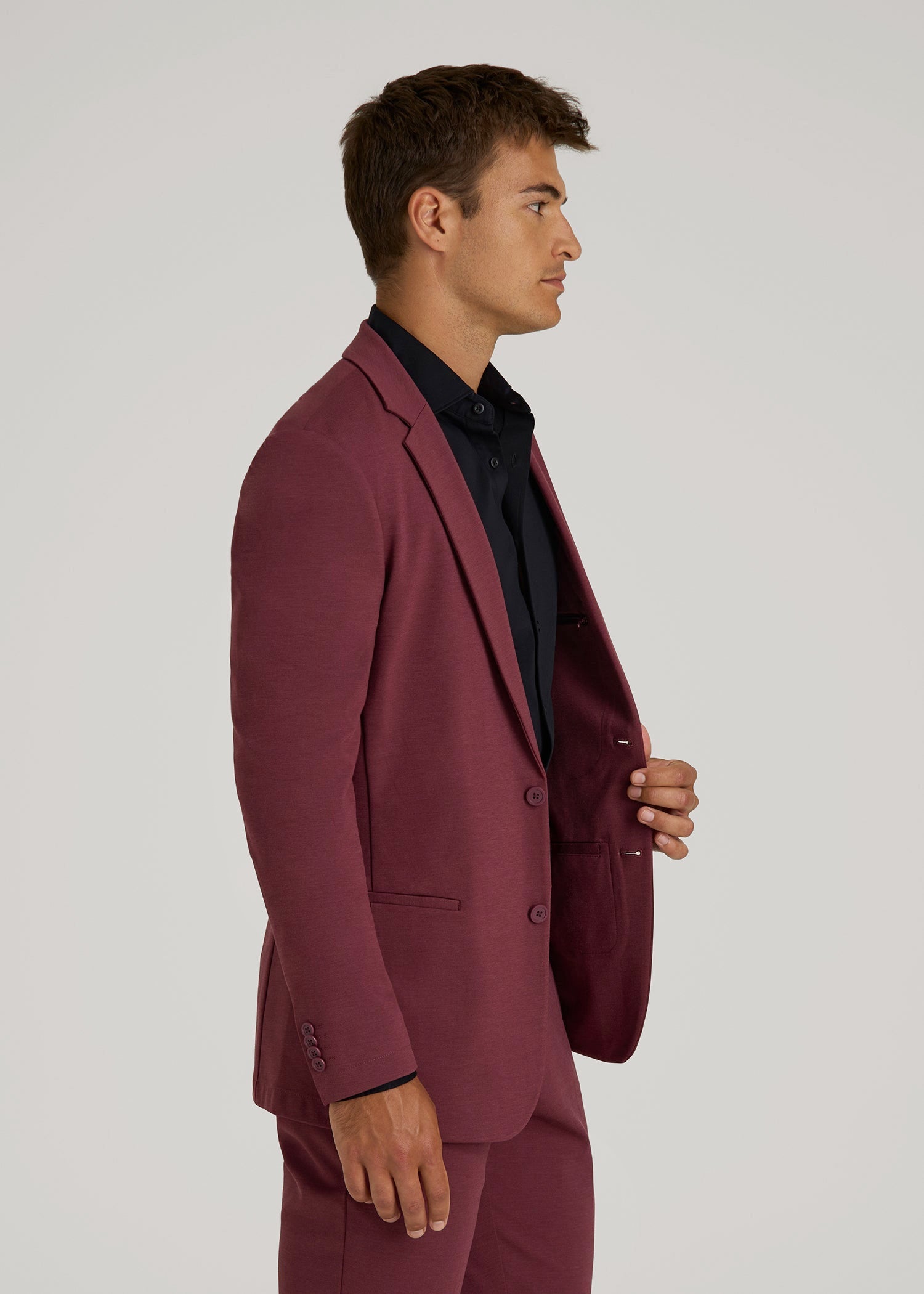 American Tall Men Flex Tech Suit Jacket for Tall Men in Tawny Port Nailhead