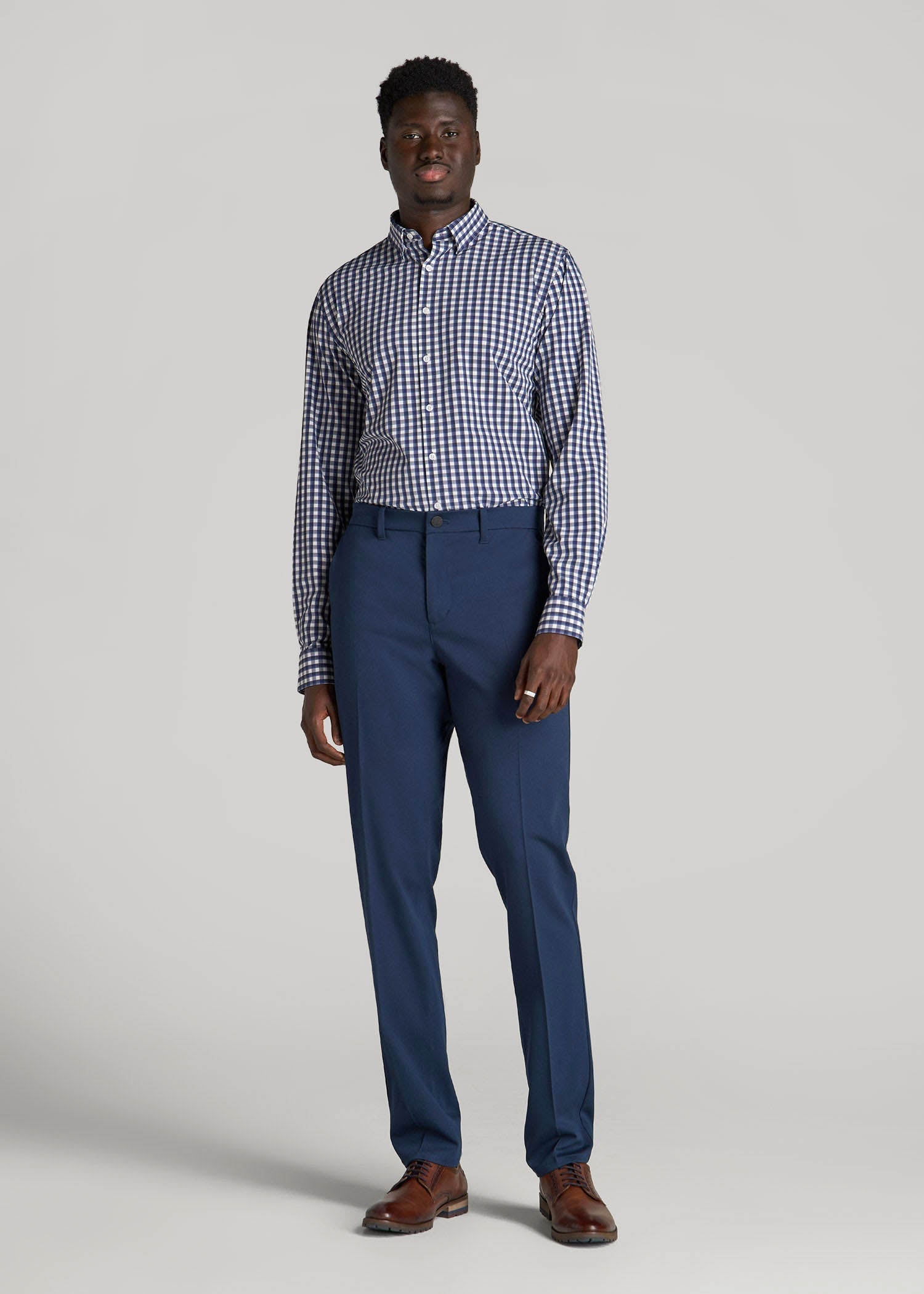 American Tall Men TAPERED-FIT Stretch Dress Pants for Tall Men in Marine Navy