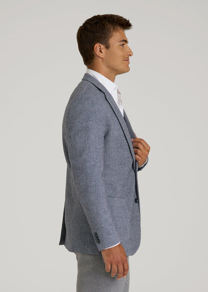 American Tall Men Wool Blend Blazer for Tall Men in Navy Herringbone