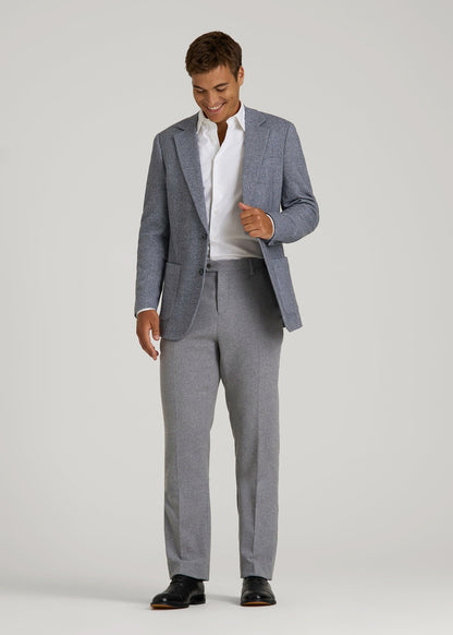 American Tall Men Wool Blend Blazer for Tall Men in Navy Herringbone