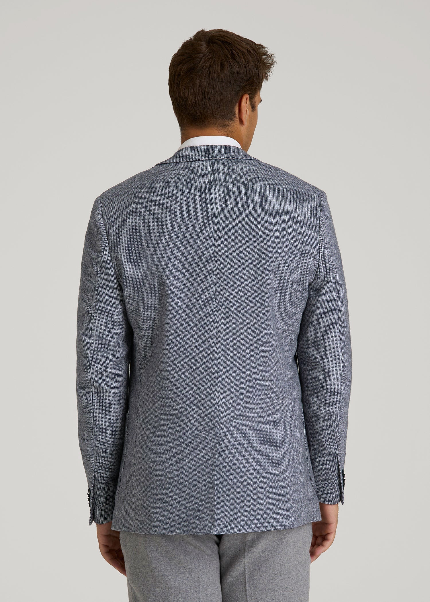 American Tall Men Wool Blend Blazer for Tall Men in Navy Herringbone