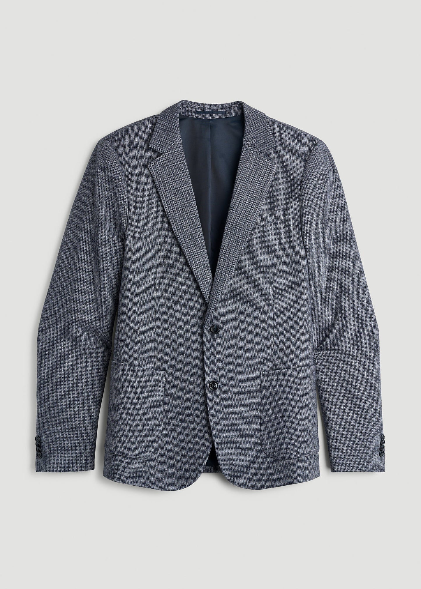 American Tall Men Wool Blend Blazer for Tall Men in Navy Herringbone