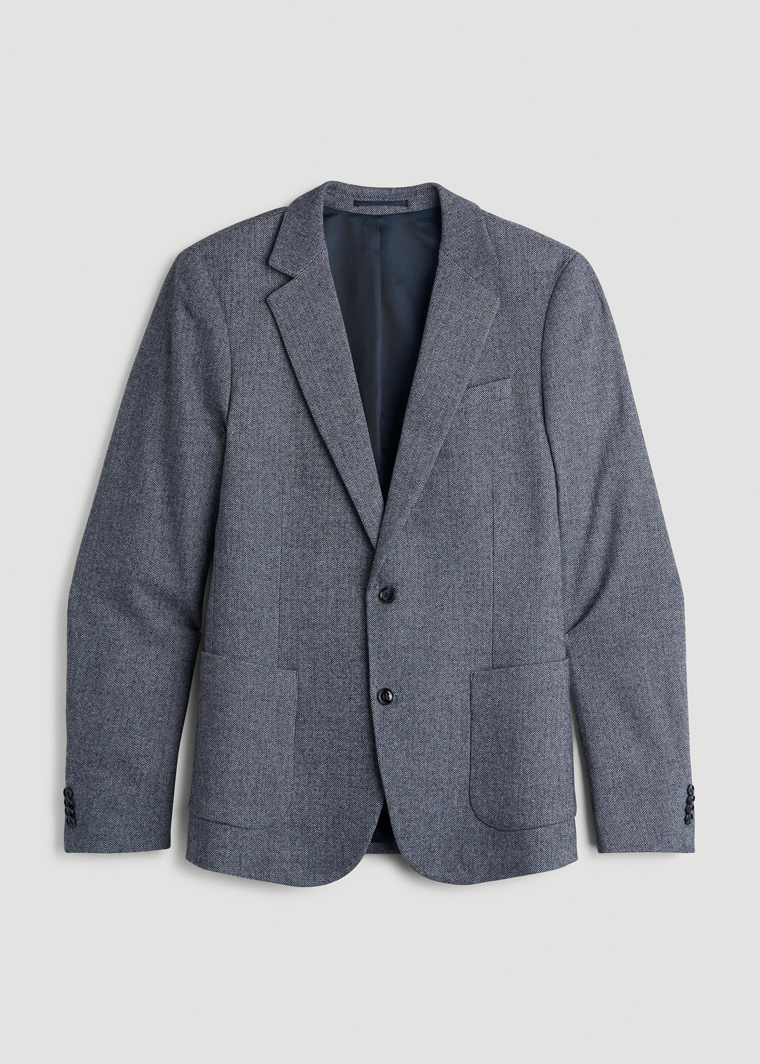 American Tall Men Wool Blend Blazer for Tall Men in Navy Herringbone