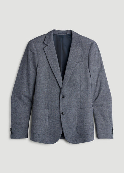 American Tall Men Wool Blend Blazer for Tall Men in Navy Herringbone