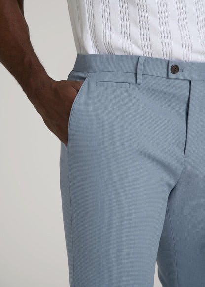 American Tall Men Textured Garment Washed Stretch Cotton Suit Pants for Tall Men in Chambray