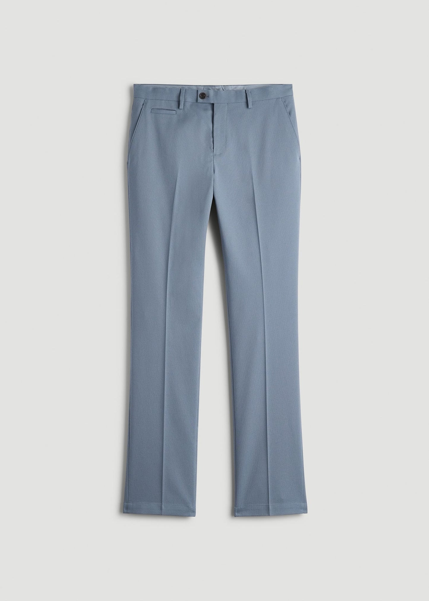 American Tall Men Textured Garment Washed Stretch Cotton Suit Pants for Tall Men in Chambray