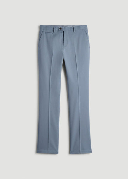 American Tall Men Textured Garment Washed Stretch Cotton Suit Pants for Tall Men in Chambray
