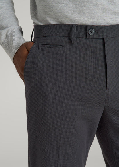 American Tall Men Textured Garment Washed Stretch Cotton Suit Pants for Tall Men in Iron Grey