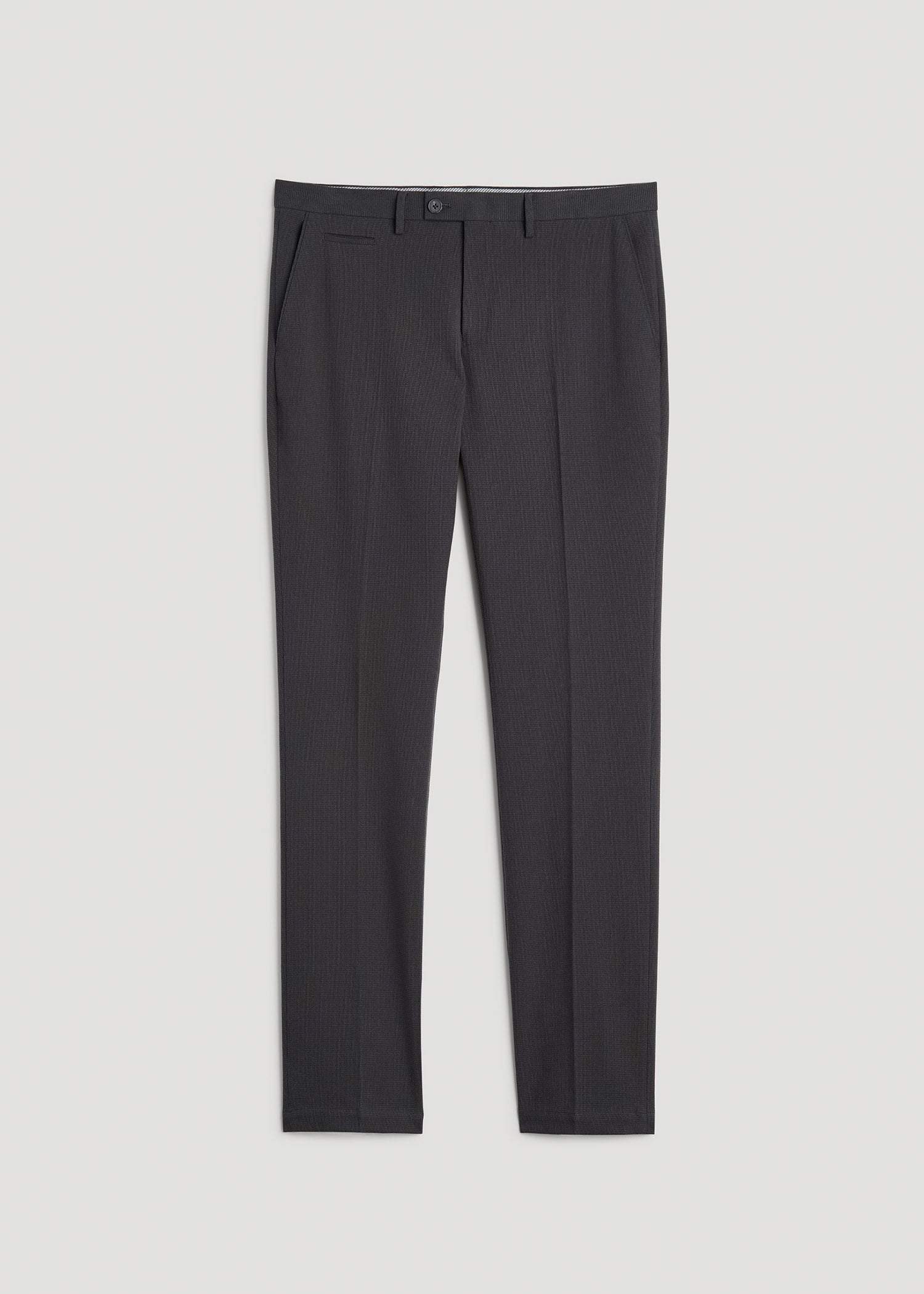 American Tall Men Textured Garment Washed Stretch Cotton Suit Pants for Tall Men in Iron Grey