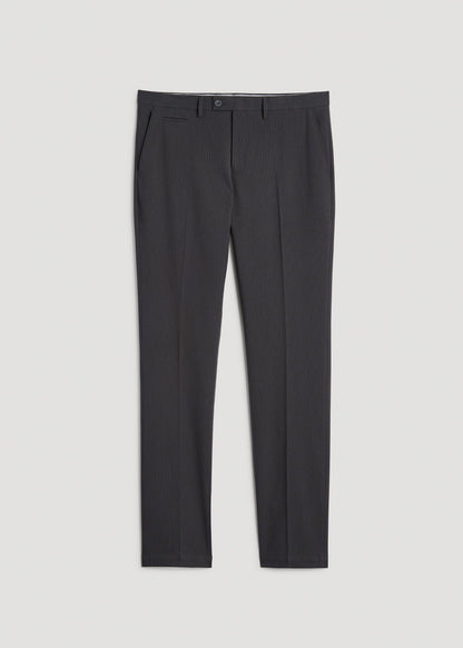 American Tall Men Textured Garment Washed Stretch Cotton Suit Pants for Tall Men in Iron Grey