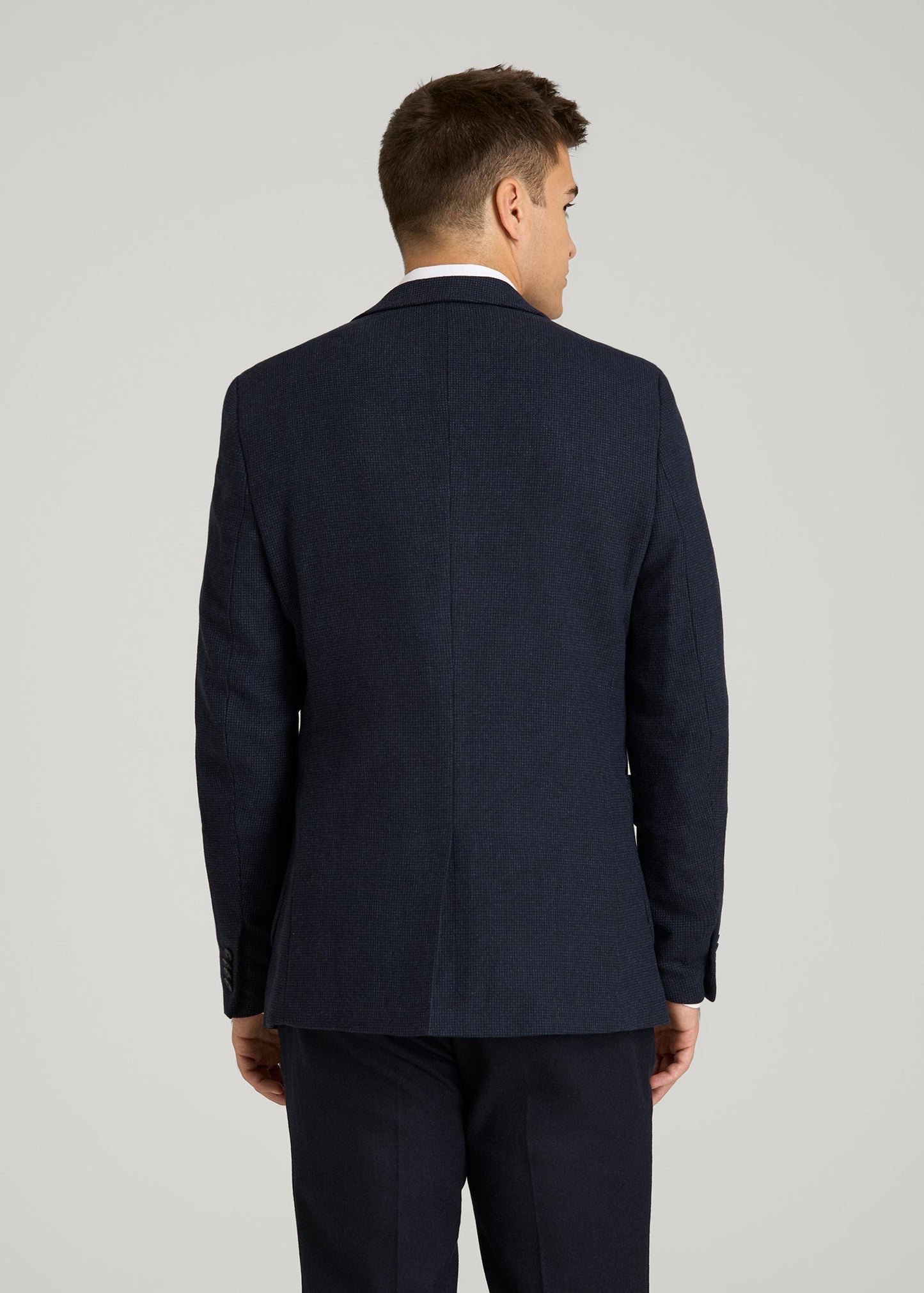 American Tall Men Wool Blend Blazer for Tall Men in Blue Birdseye
