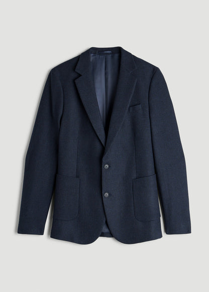 American Tall Men Wool Blend Blazer for Tall Men in Blue Birdseye
