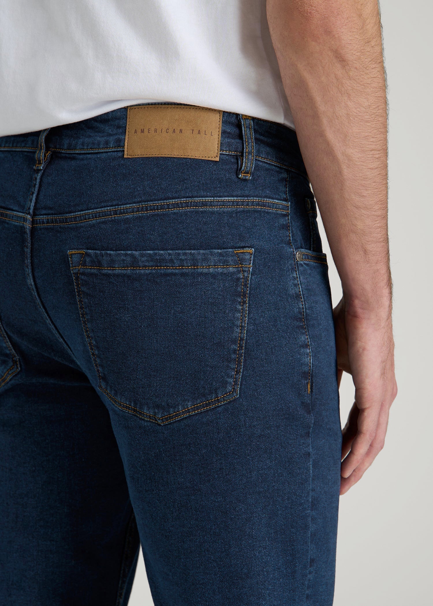 American Tall Men A.T. Basics Men's Carman Tapered fit Jeans for Tall Men in Charged Blue