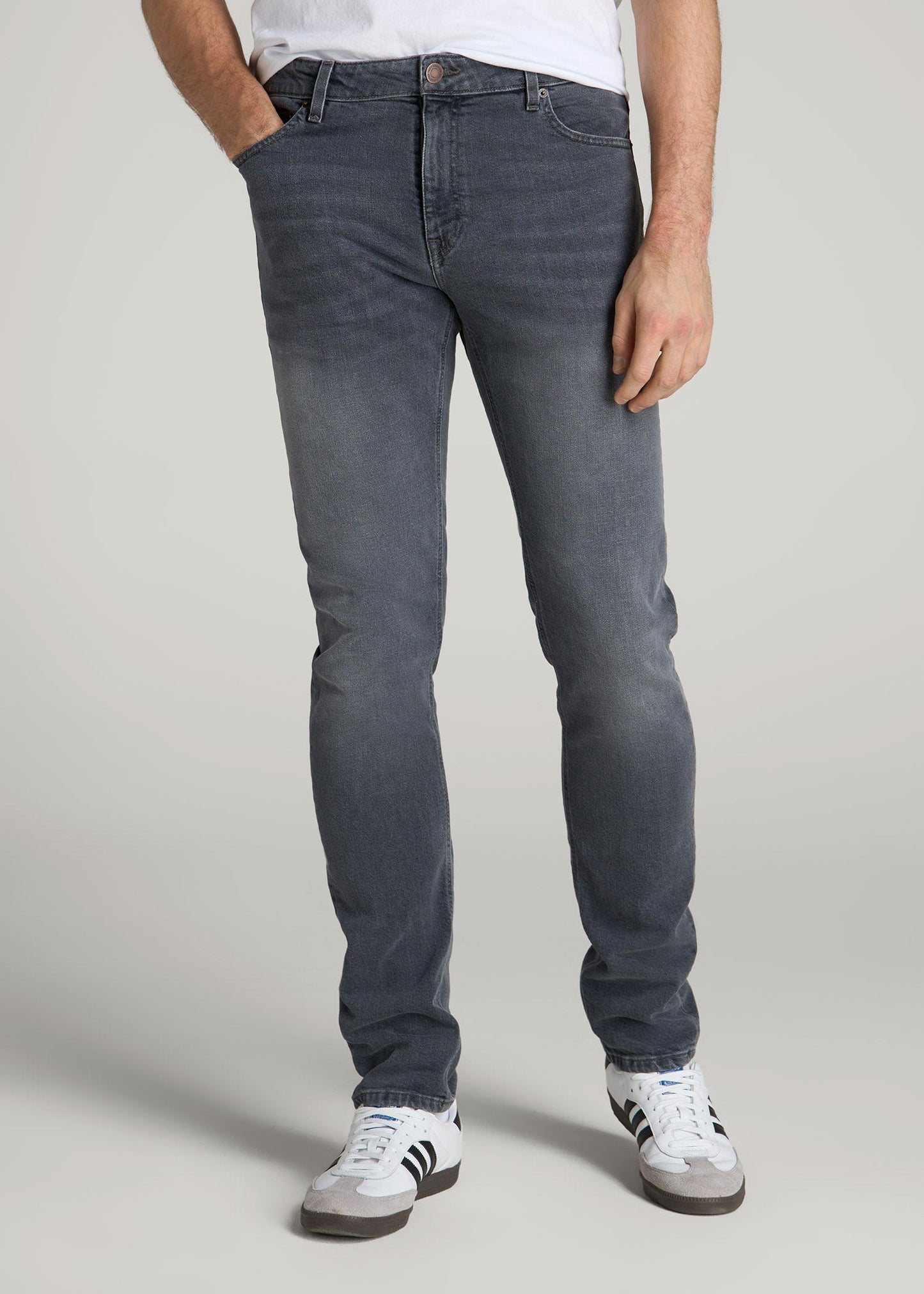 American Tall Men Americana Collection Dylan Slim Fit Jeans For Tall Men in Wolf Grey