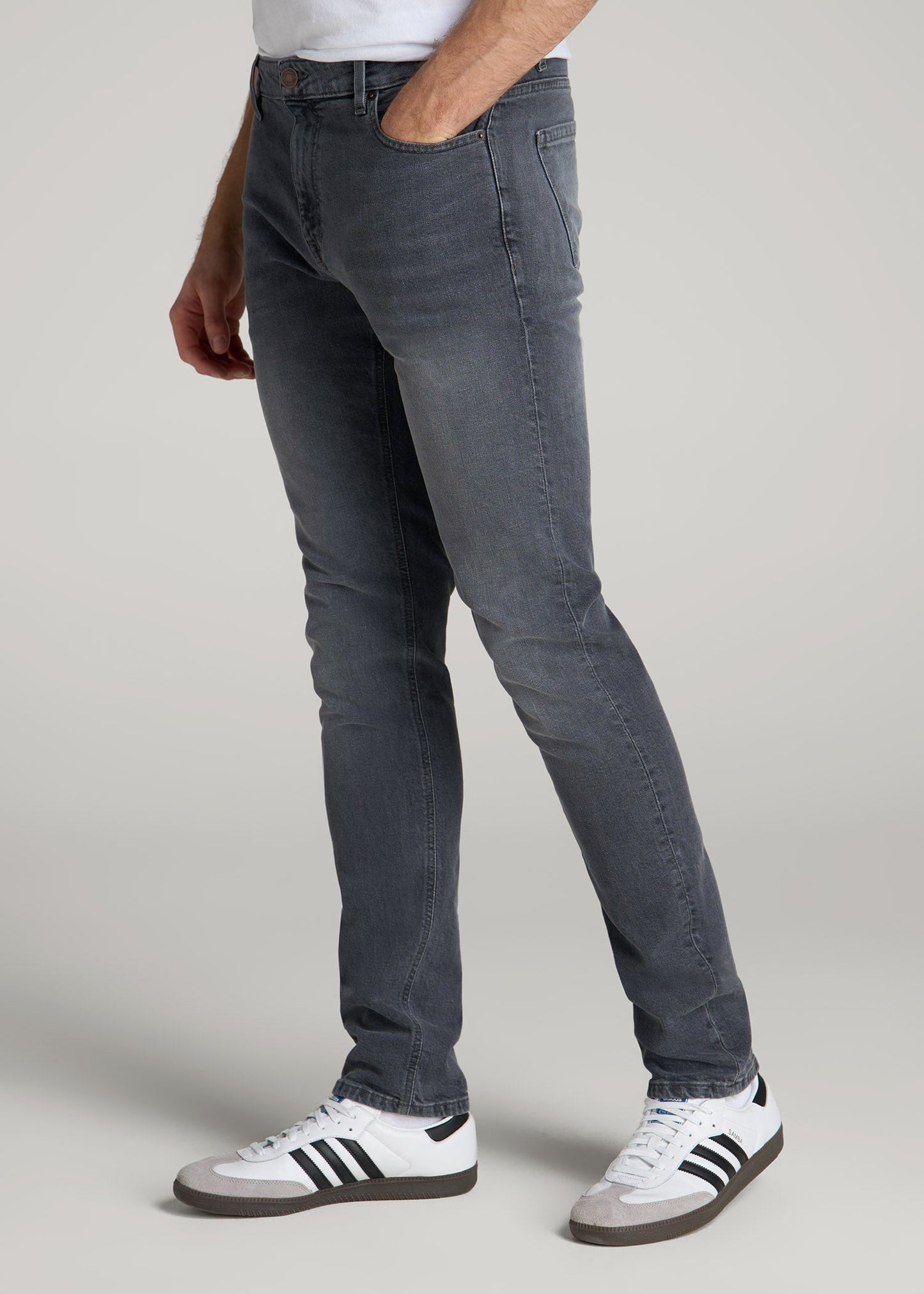 American Tall Men Americana Collection Dylan Slim Fit Jeans For Tall Men in Wolf Grey