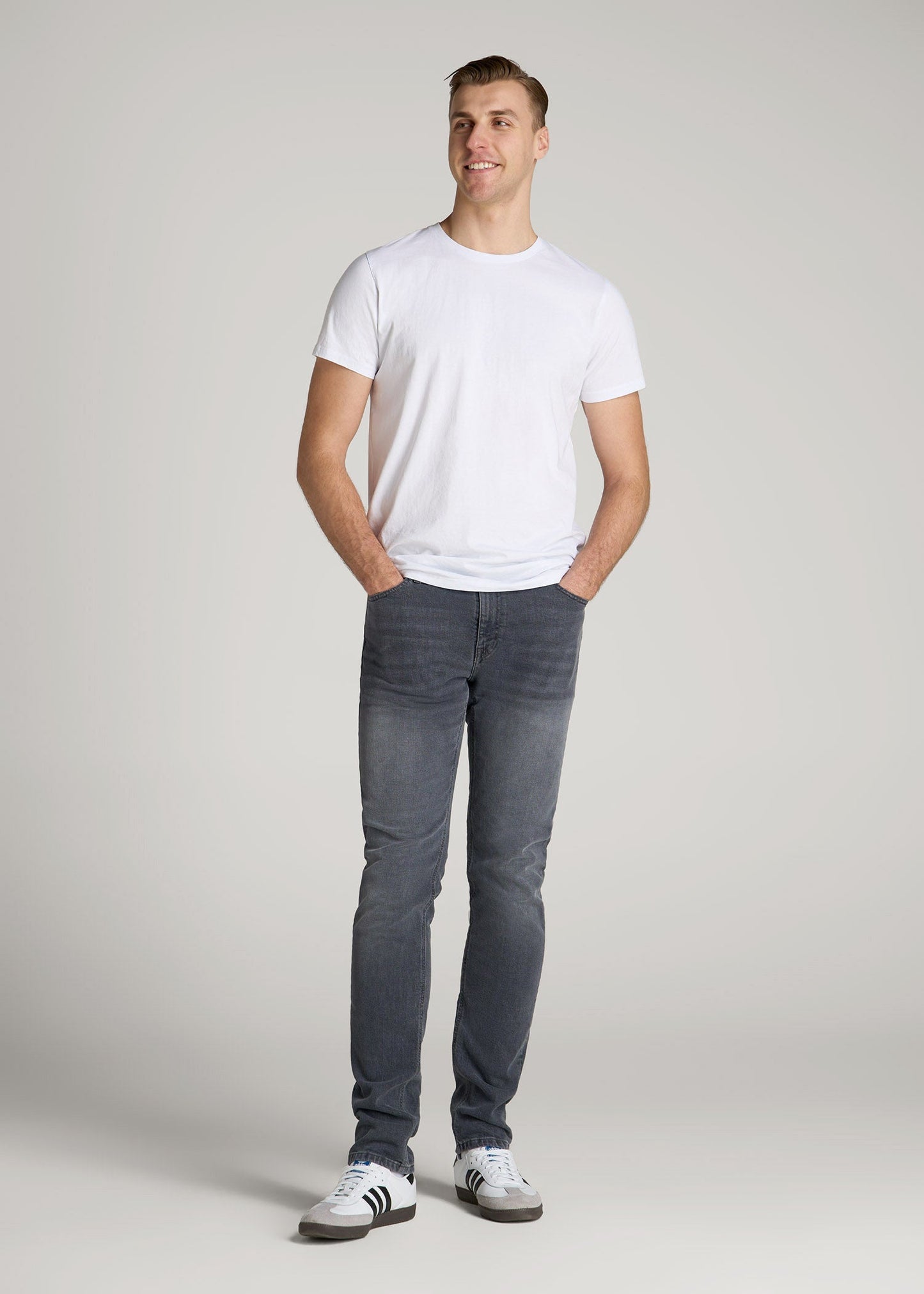 American Tall Men Americana Collection Dylan Slim Fit Jeans For Tall Men in Wolf Grey