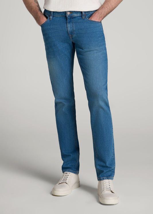 American Tall Men Americana Collection Carman Tapered Fit Jeans For Tall Men in Sail Blue