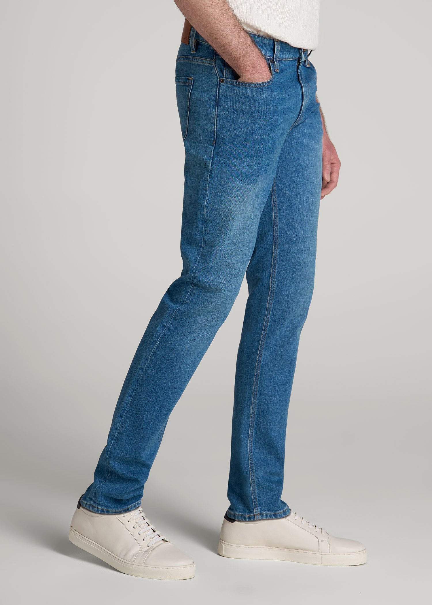 American Tall Men Americana Collection Carman Tapered Fit Jeans For Tall Men in Sail Blue