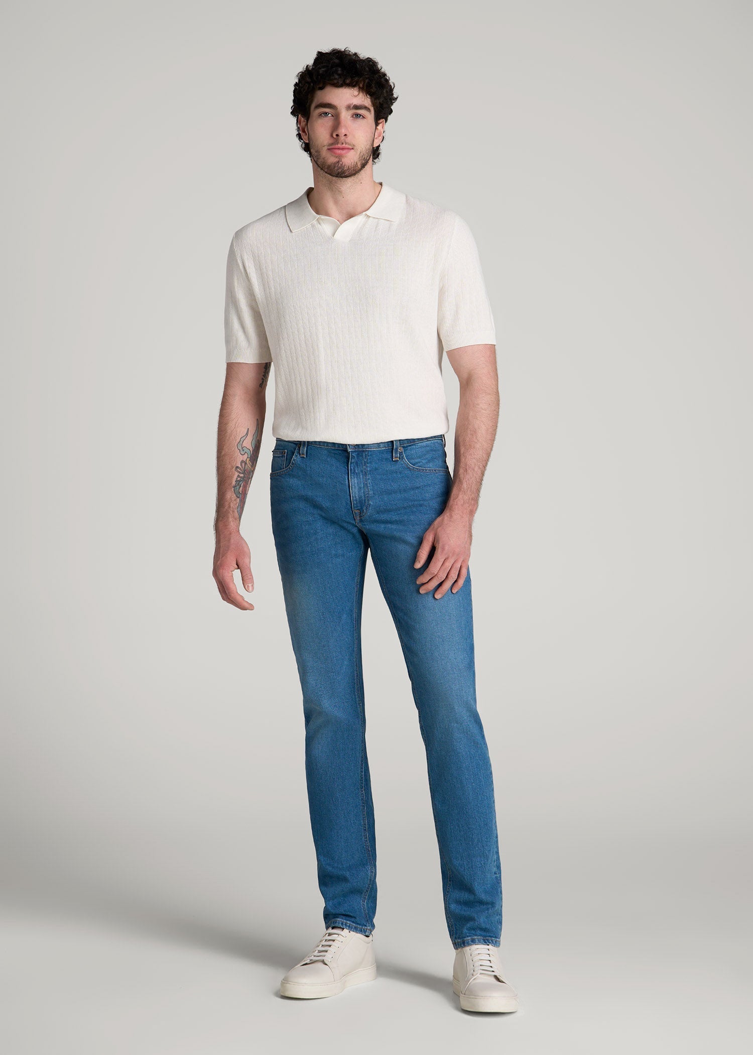 American Tall Men Americana Collection Carman Tapered Fit Jeans For Tall Men in Sail Blue