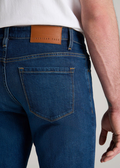 American Tall Men Americana Collection Carman Tapered Fit Jeans For Tall Men in Crown Blue