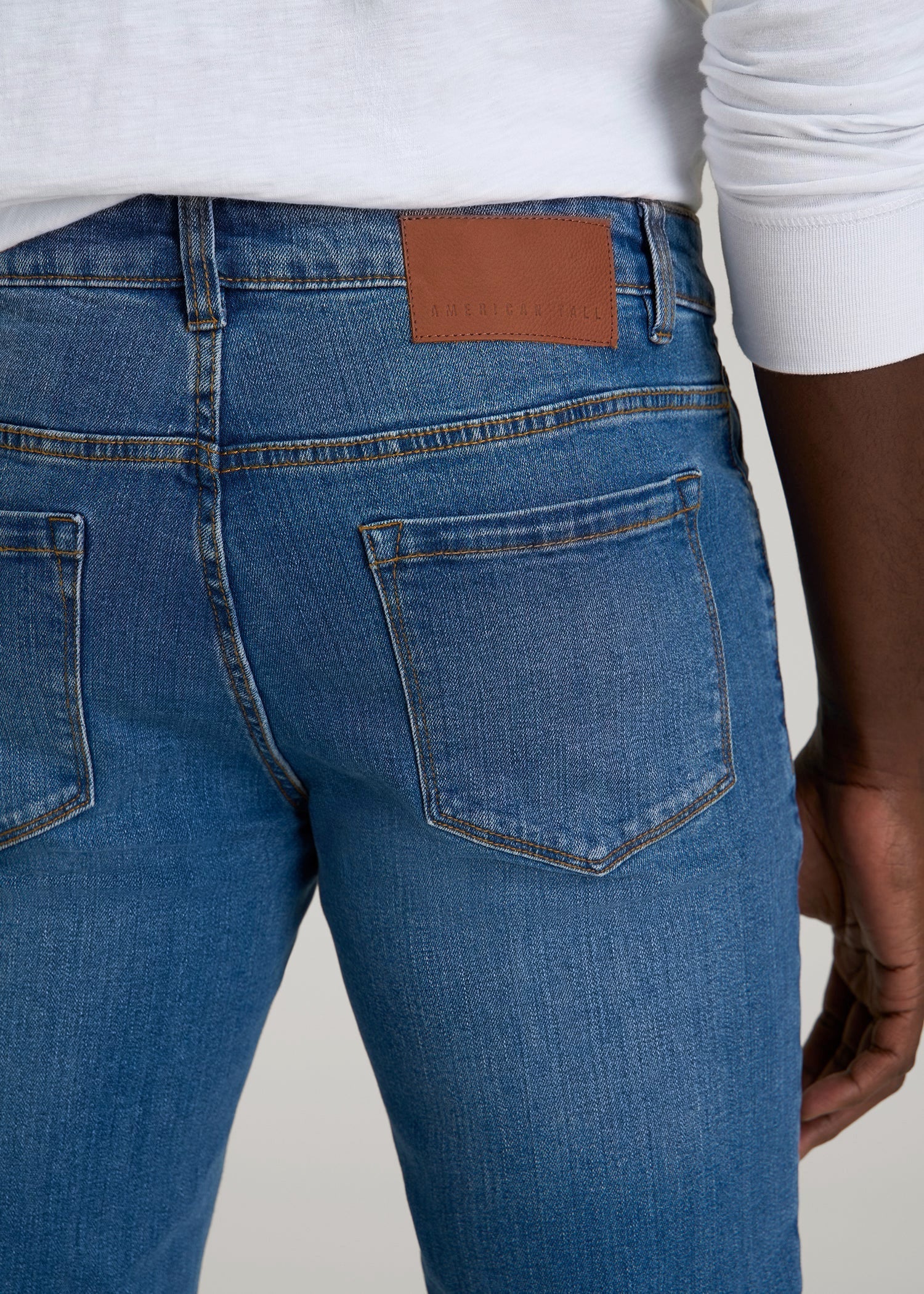 American Tall Men Carman TAPERED Jeans for Tall Men in Classic Mid Blue