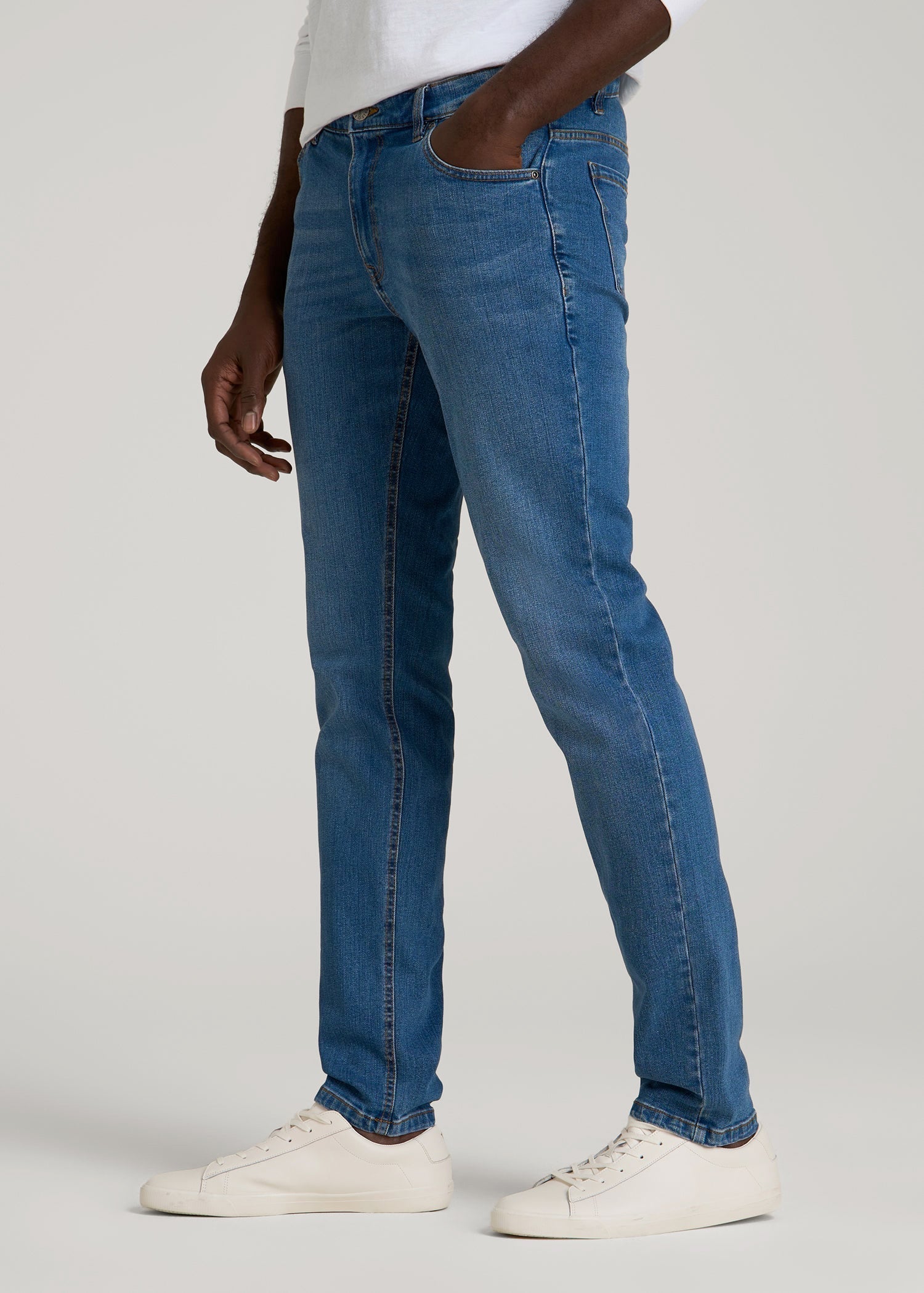 American Tall Men Carman TAPERED Jeans for Tall Men in Classic Mid Blue