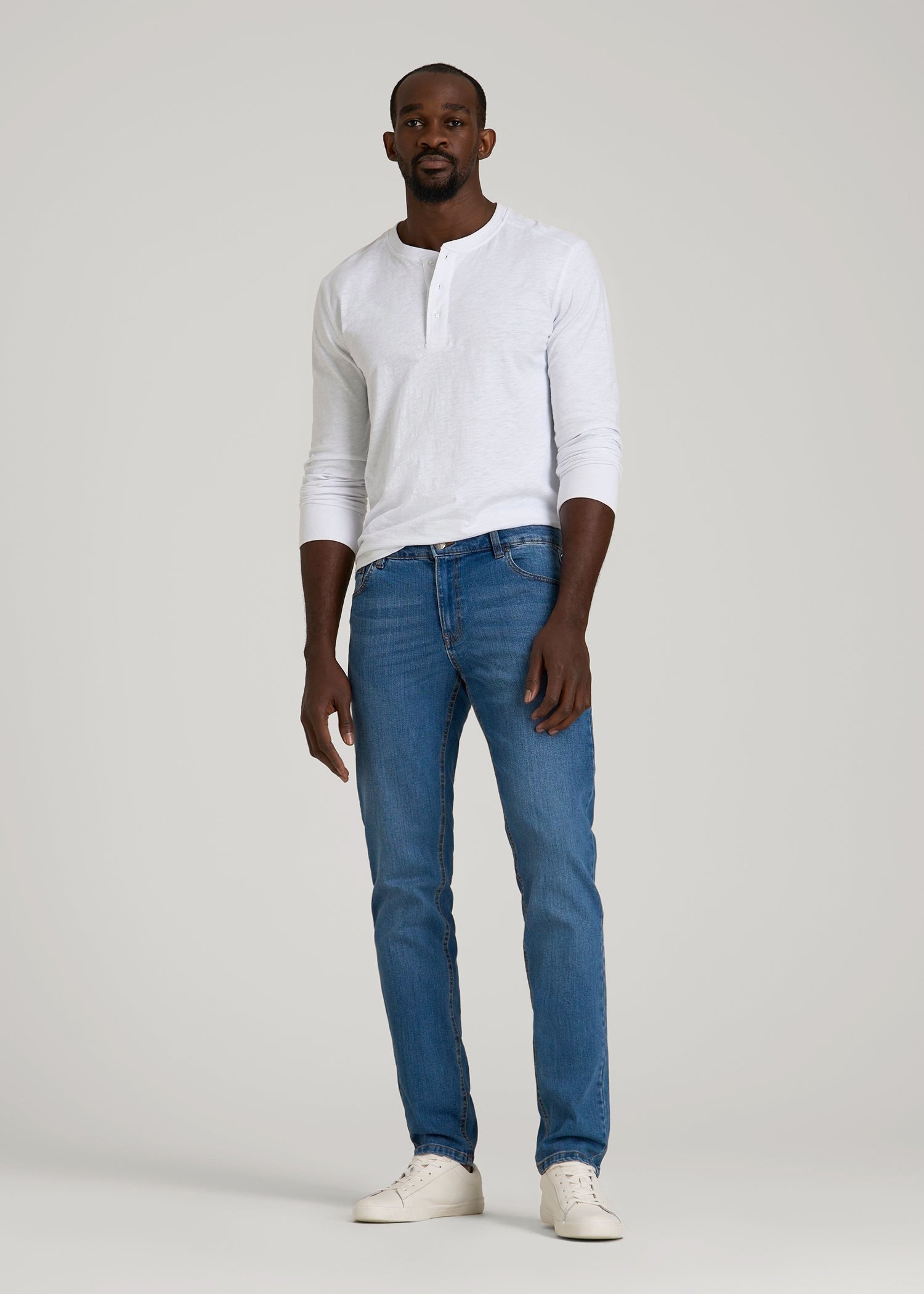 American Tall Men Carman TAPERED Jeans for Tall Men in Classic Mid Blue