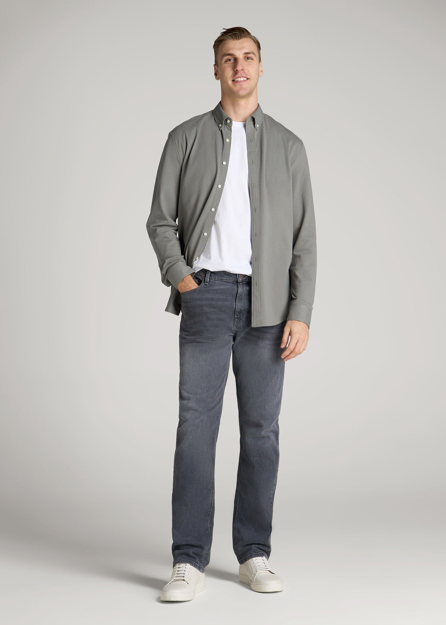 American Tall Men Americana Collection J1 Straight Fit Jeans For Tall Men in Wolf Grey
