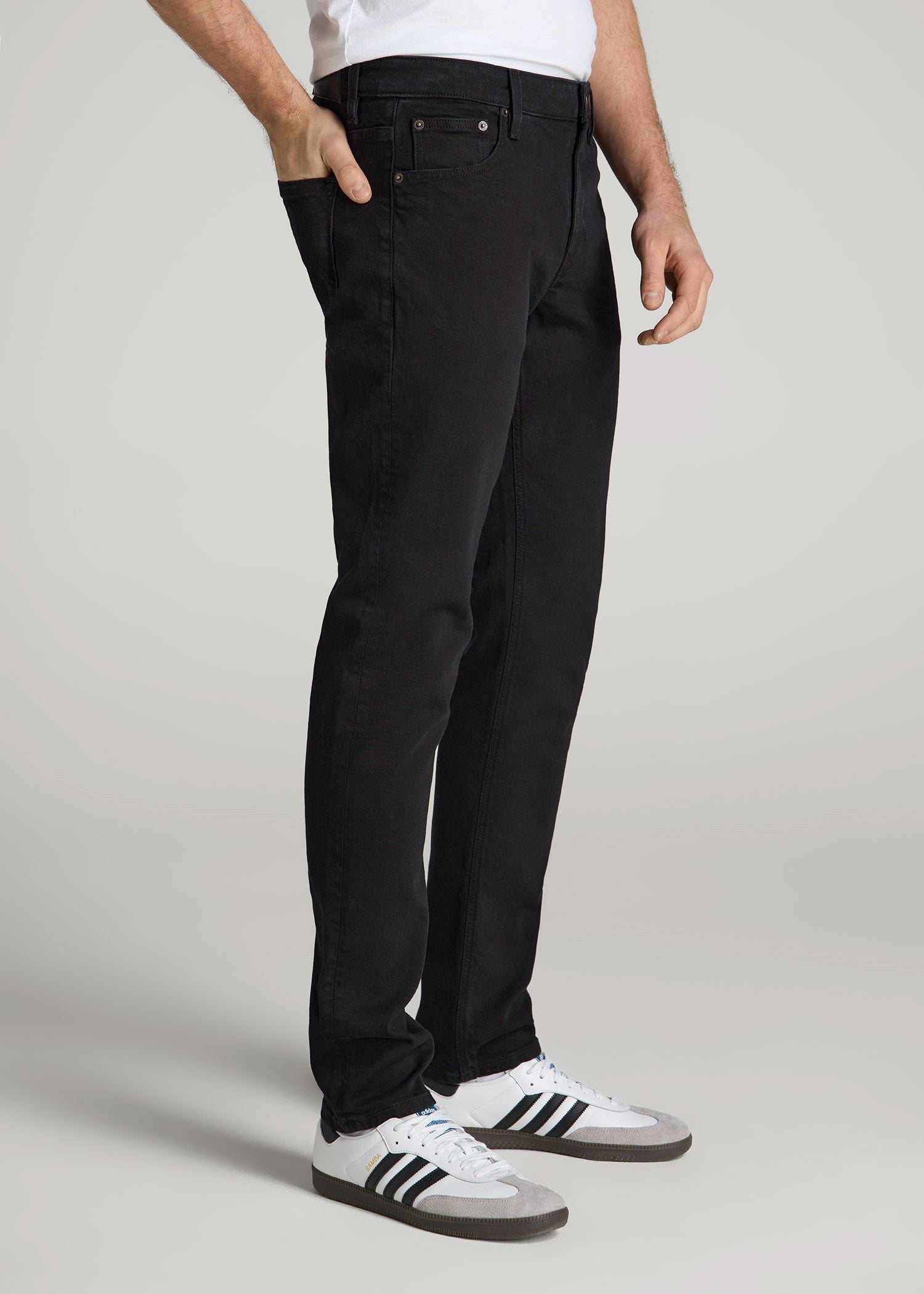 American Tall Men Americana Collection Carman Tapered Fit Jeans For Tall Men in Lark Black