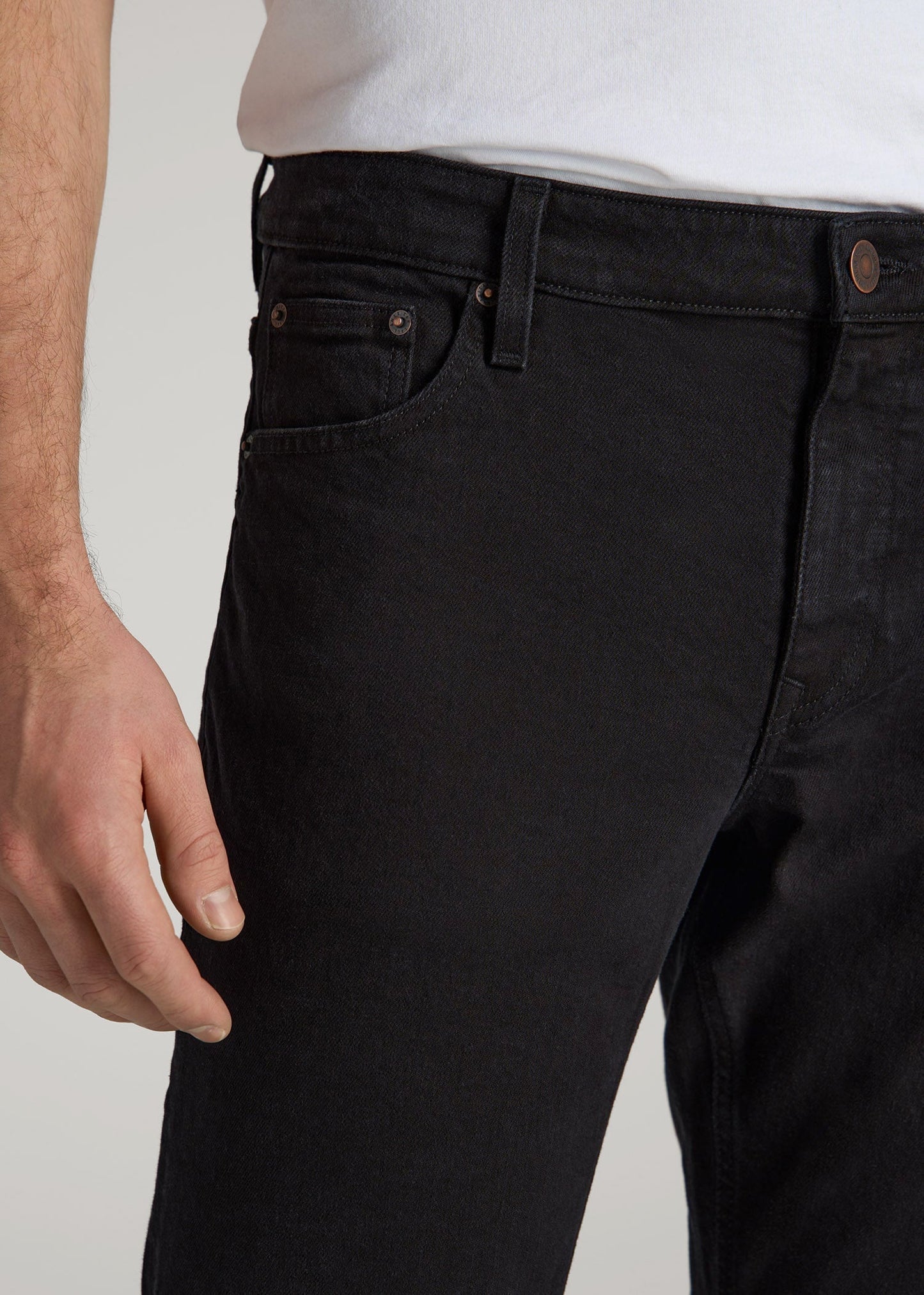 American Tall Men Americana Collection Carman Tapered Fit Jeans For Tall Men in Lark Black