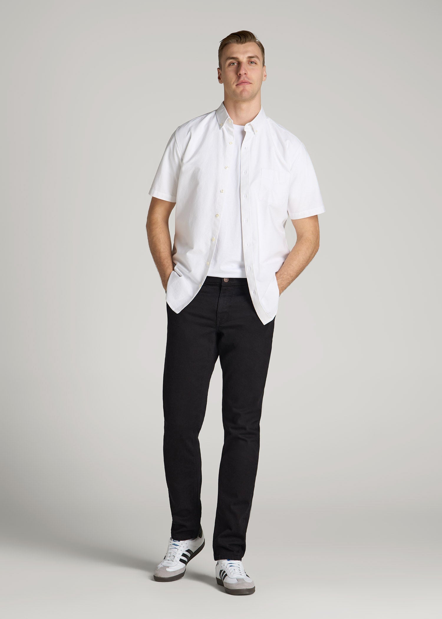American Tall Men Americana Collection Carman Tapered Fit Jeans For Tall Men in Lark Black