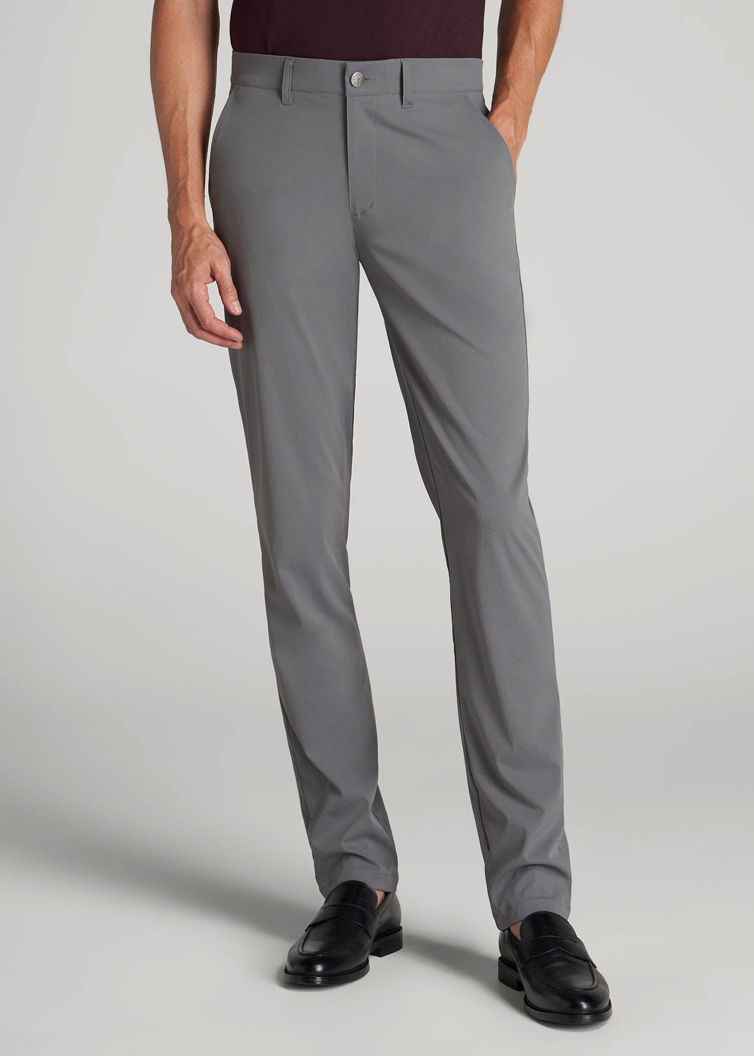 American Tall Men TAPERED FIT Traveler Chino Pants for Tall Men in Charcoal