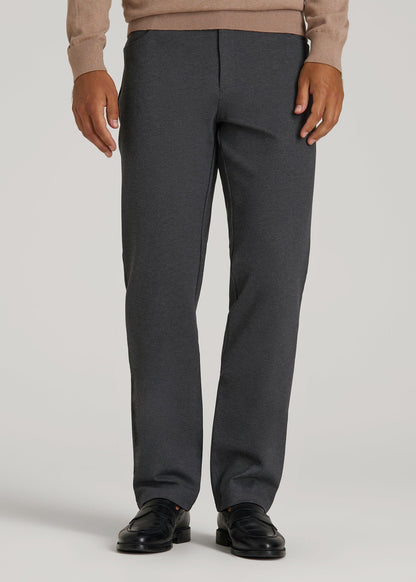 American Tall Men Soft Flex Ponte Pants for Tall Men in Dark Charcoal Heather