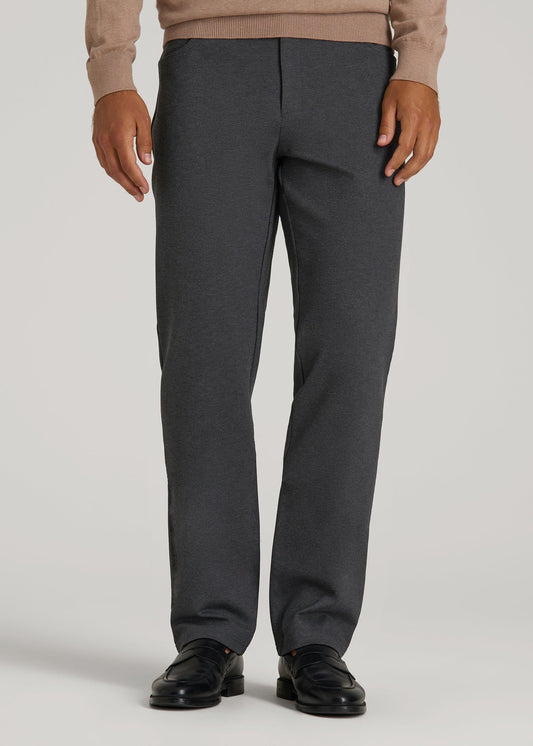 American Tall Men Soft Flex Ponte Pants for Tall Men in Dark Charcoal Heather