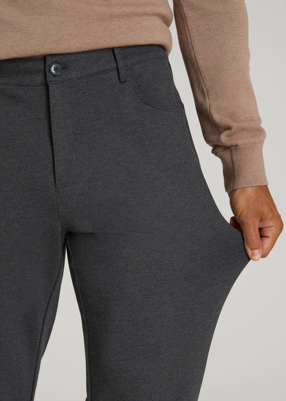 American Tall Men Soft Flex Ponte Pants for Tall Men in Dark Charcoal Heather