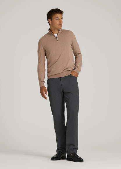 American Tall Men Soft Flex Ponte Pants for Tall Men in Dark Charcoal Heather