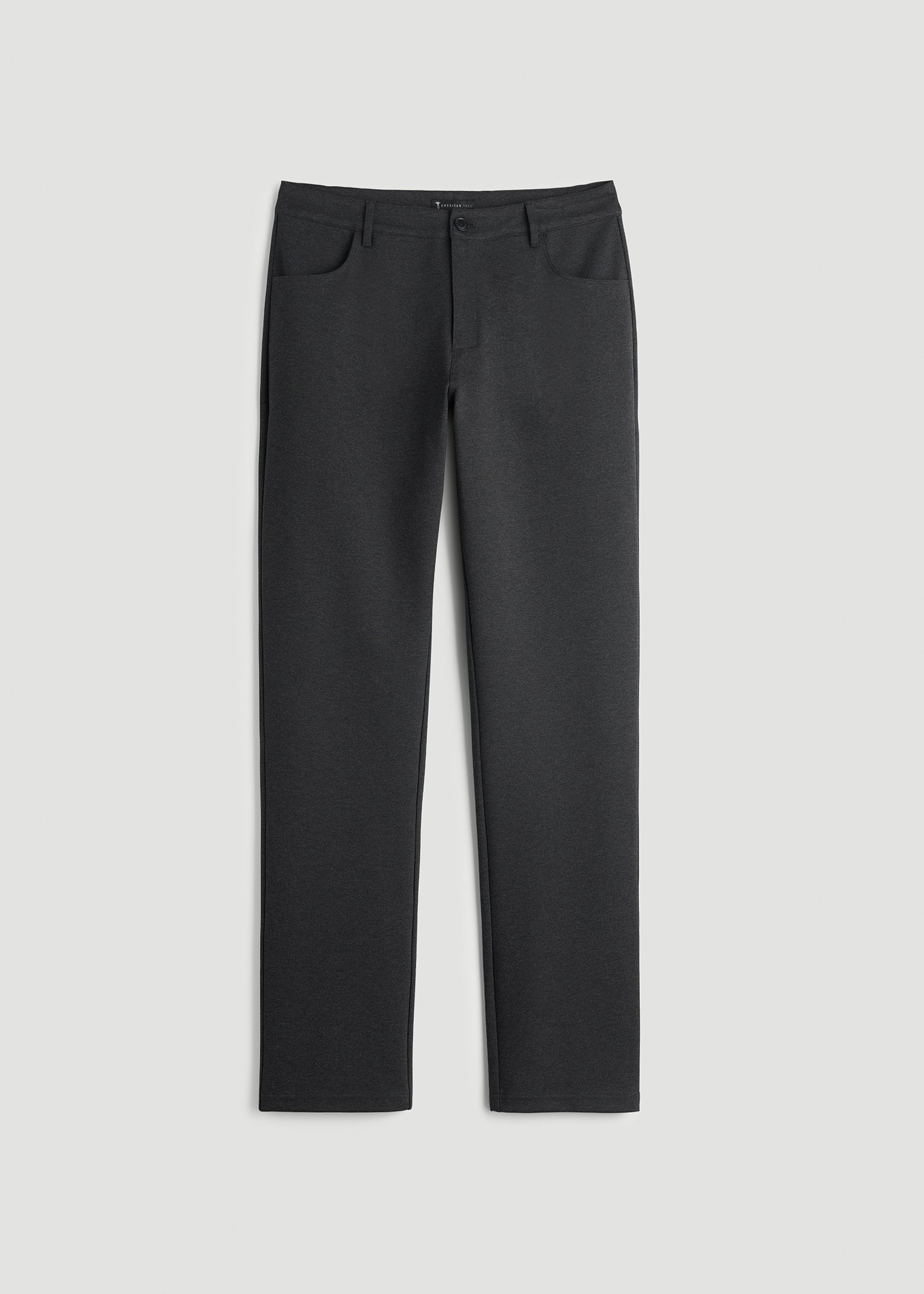 American Tall Men Soft Flex Ponte Pants for Tall Men in Dark Charcoal Heather