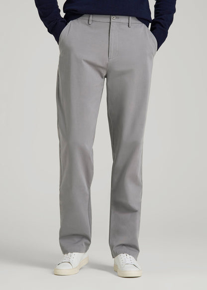 American Tall Men 4-Way Stretch Commuter Straight Chino Pants for Tall Men in Pebble Grey