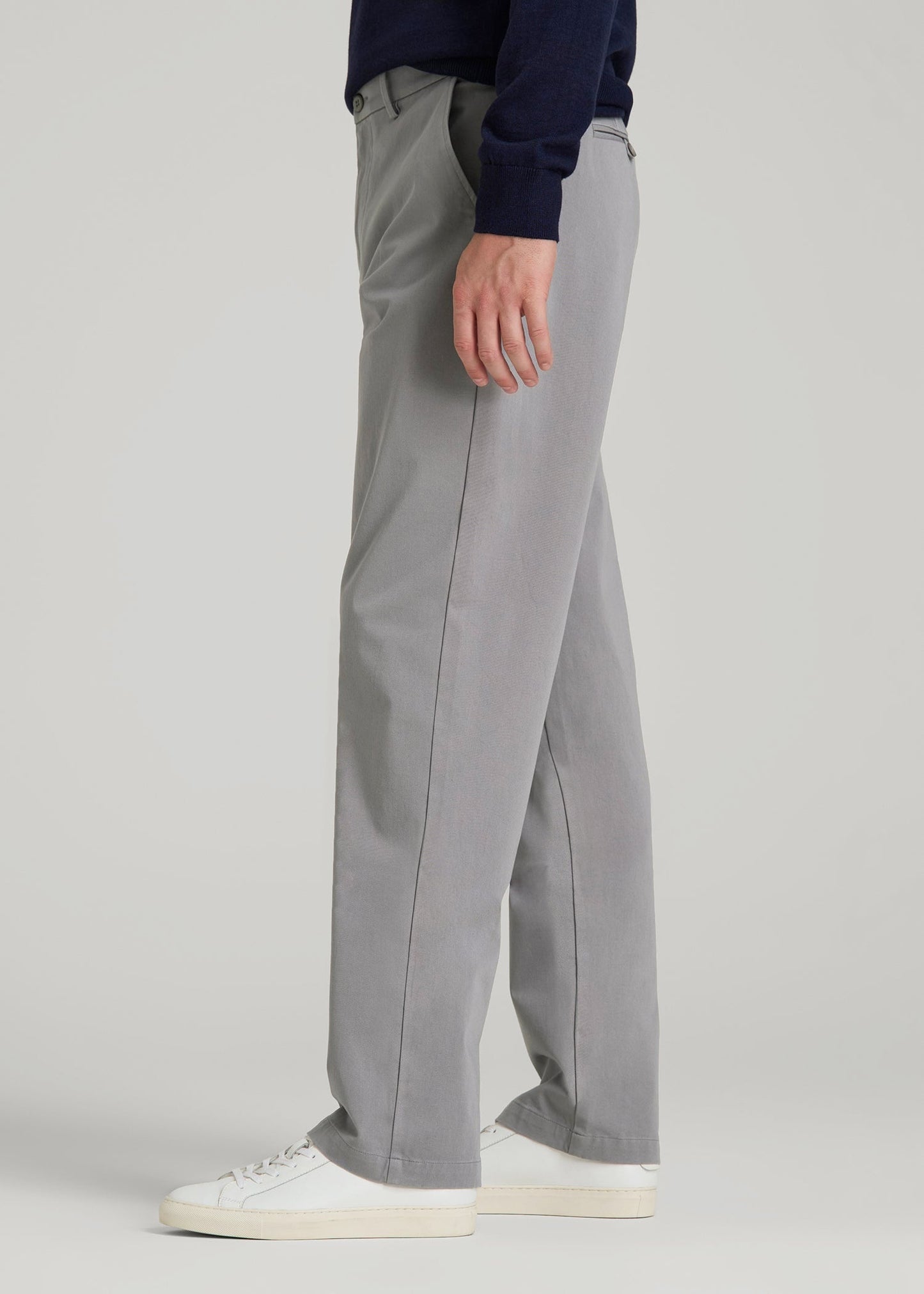 American Tall Men 4-Way Stretch Commuter Straight Chino Pants for Tall Men in Pebble Grey