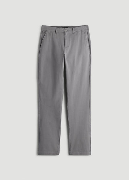 American Tall Men 4-Way Stretch Commuter Straight Chino Pants for Tall Men in Pebble Grey