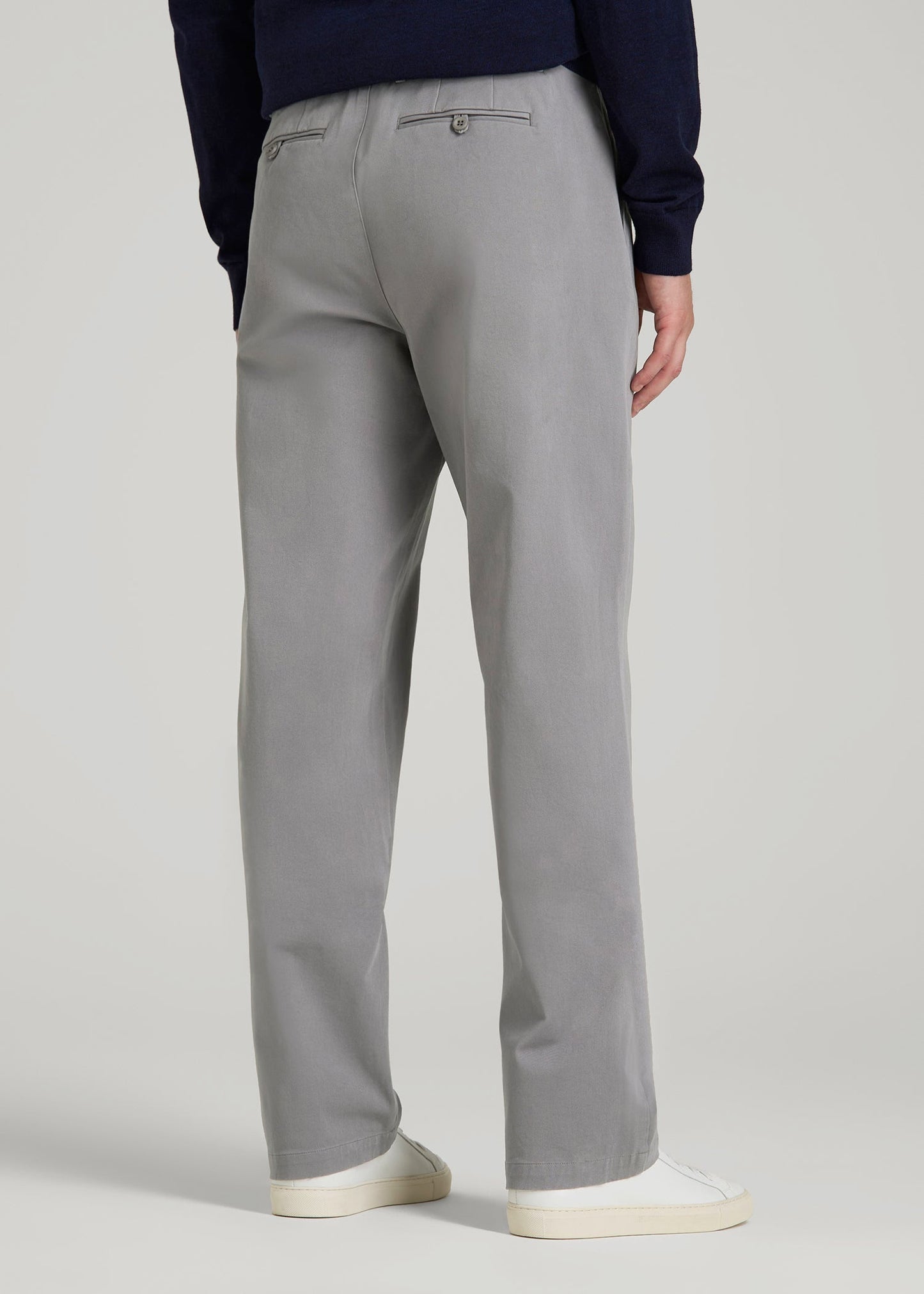 American Tall Men 4-Way Stretch Commuter Straight Chino Pants for Tall Men in Pebble Grey