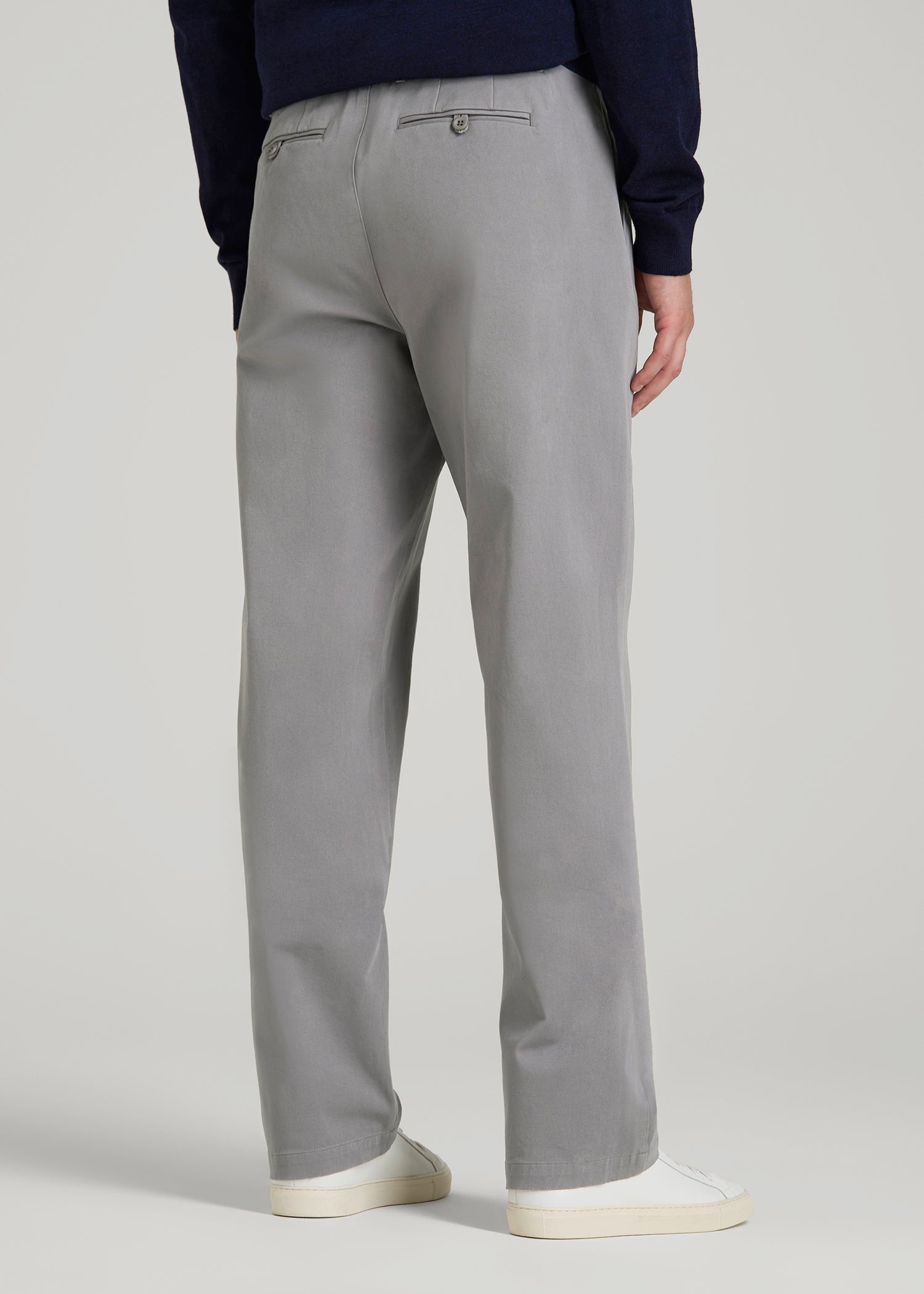 American Tall Men 4-Way Stretch Commuter Straight Chino Pants for Tall Men in Pebble Grey