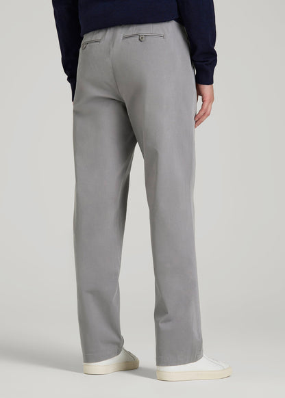 American Tall Men 4-Way Stretch Commuter Straight Chino Pants for Tall Men in Pebble Grey